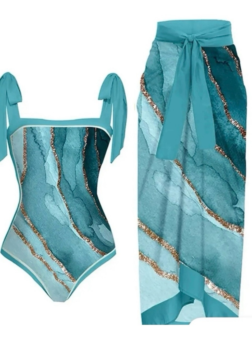 Turquoise & Teal Tie-Strap Beach Cover-Up Dress